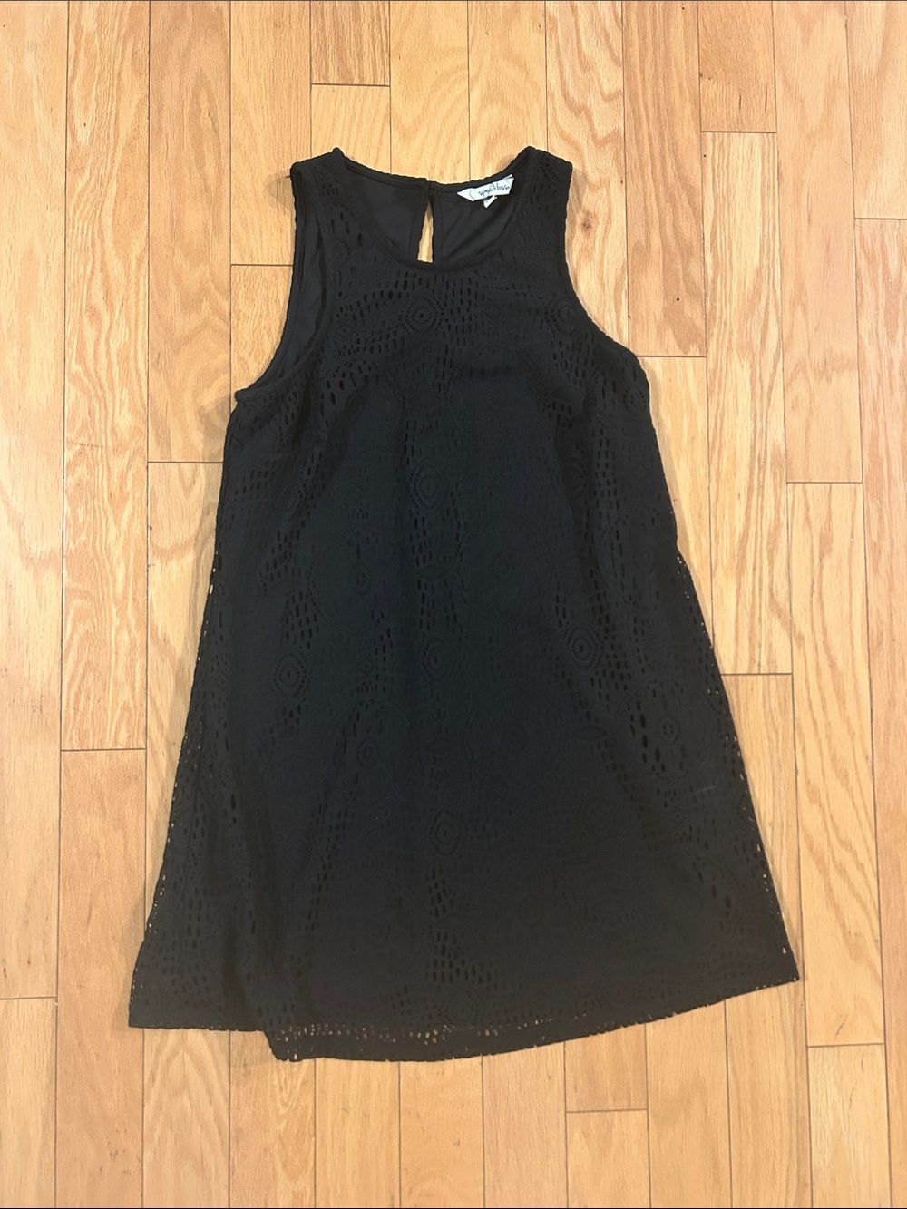 Speechless Black Mini Dress with Lace Overlay